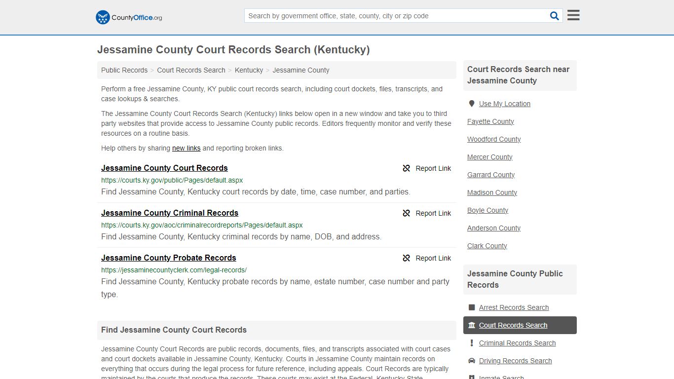 Jessamine County Court Records Search (Kentucky) - County Office